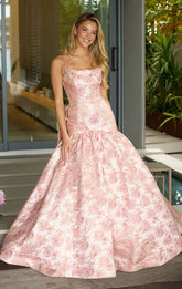 26419 - Ava Presley - Metallic Brocade Gown With Bow