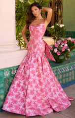 26419 - Ava Presley - Metallic Brocade Gown With Bow