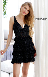 4203 - Primavera - Ruffle Skirt Sequin Short Dress
