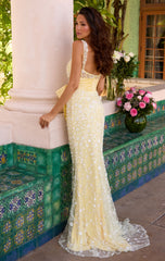 42218 - Ava Presley - Fitted Floral Gown With Bow