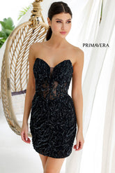 4222 - Primavera - Sequin Cocktail Dress with Illusion Bodice