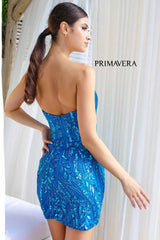 4234 - Primavera - Strapless Sequin Beaded Short Dress