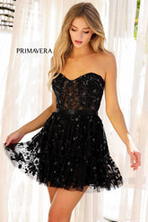 4263 - Primavera - Ruffle Skirt Short Beaded Dress