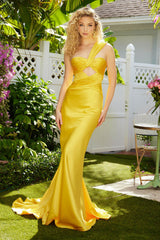 47020 - Ava Presley - Ruched Bodice One Shoulder Dress