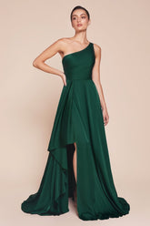 MIRANDA GOWN - ONE SHOULDER SOFT SATIN A-LINE DRESS
