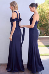 EMERSON GOWN - OFF THE SHOULDER LUXE SATIN DRESS