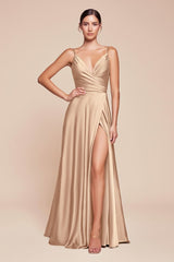 ERICA GOWN - SOFT SATIN A-LINE DRESS
