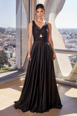 Marlena Gown - A-Line Keyhole Soft Satin Dress