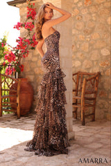 89289 - Amarra - Leopard Print Fitted Gown