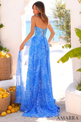 89395 - Amarra - Leopard Cheetah Print Satin Gown with Choker