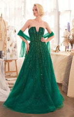 A1369 - STRAPLESS BEADED A-LINE DRESS - Andrea & Leo