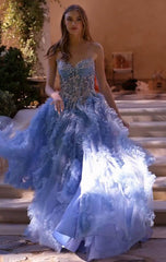 A1483 - Eloise Tulle Ruffle Ball Gown - Andrea & Leo