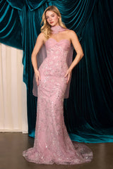 A1484 - Meadow Lark Fitted Column Dress With Scarf - Andrea & Leo