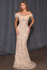A1496 - Daisy Deco Beaded Mermaid Gown - Andrea & Leo