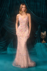 A1500 - Elektra Beaded Floral Gown - Andrea & Leo