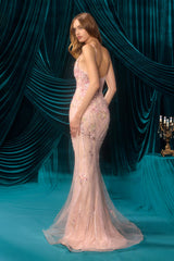 A1500 - Elektra Beaded Floral Gown - Andrea & Leo