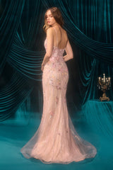 A1500 - Elektra Beaded Floral Gown - Andrea & Leo