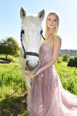 Alisha Gown - Mauve - Tulle A-line Dress With Open Back