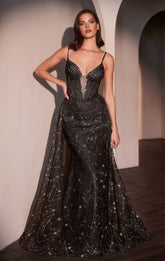ANTONIA GOWN - GLITTER PRINT DRESS WITH OVERSKIRT