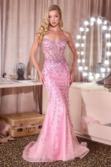 Bellamy Gown - Cascading Crystal Strapless Dress