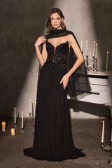 Neve Gown - A-Line Formal Dress With Scarf