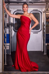 MARCIE GOWN - STRETCH SATIN STRAPLESS FITTED DRESS