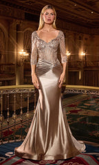 Stella Evening Gown - Embroidered Long Sleeve Formal Dress