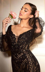 LEIGHTON GOWN - LONG SLEEVE MERMAID GOWN