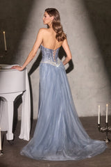 Jeanette Gown - Crystal Embellished Dress With Overskirt