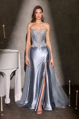 Jeanette Gown - Crystal Embellished Dress With Overskirt