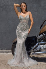 Phaedra Gown - Fitted Crystal Embellished Evening Dress