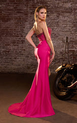 RAQUEL GOWN - STRAPLESS DRESS WITH BEADED BODICE