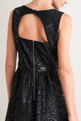 TEXTURED BLACK MIDI DRESS WITH OPEN BACK - FINAL SALE