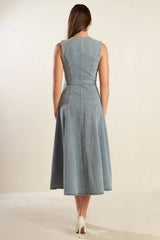 NAUTICAL & NICE - LIGHT DENIM - MIDI DRESS
