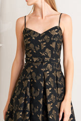 GARDEN OPERA BLACK & BROWN MIDI DRESS