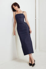 CAROLLA DARK DENIM MIDI DRESS