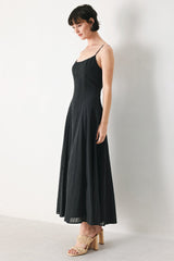 SHEER MIDNIGHT STORY BLACK MIDI DRESS