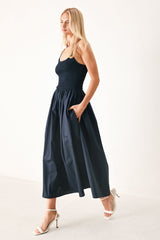 EASY BREEZE NAVY MIDI DRESS - FINAL SALE
