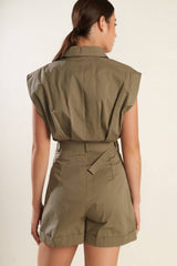 Olive Utility Belted Romper