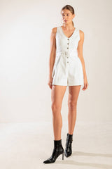 TAKE THE LEAD - WHITE SLEEVELESS ROMPER