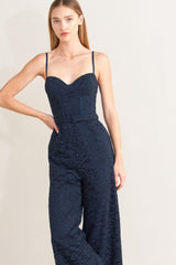EVENING MUSE NAVY LACE JUMPSUIT