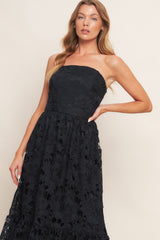 CAREFREE NIGHTS LACE MIDI DRESS - BLACK - FINAL SALE