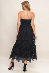 CAREFREE NIGHTS LACE MIDI DRESS - BLACK - FINAL SALE