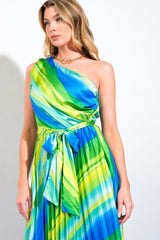 EXUBERANT ELEGANCE - ONE SHOULDER MIDI DRESS