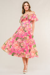 HAPPIEST HERE PINK MIDI DRESS
