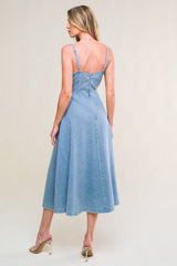 FESTIVAL DAYS FRONT TIE DENIM MIDI DRESS