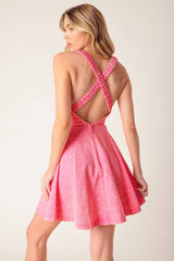 HIBISCUS PINK DENIM MINI DRESS