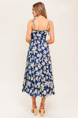 PETALS IN THE WIND MIDI DRESS - NAVY