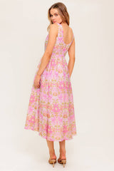 UNDER THE SUN - PINK MIDI DRESS WITH POCKETS - FINAL SALE