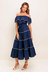 BUTTERCREAM DREAM NAVY MIDI DRESS